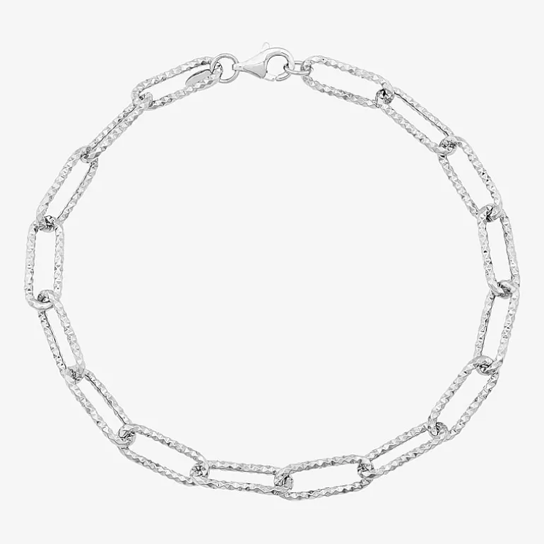 Made in Italy Womens 14K Gold 8 Inch Hollow Paperclip Chain Bracelet