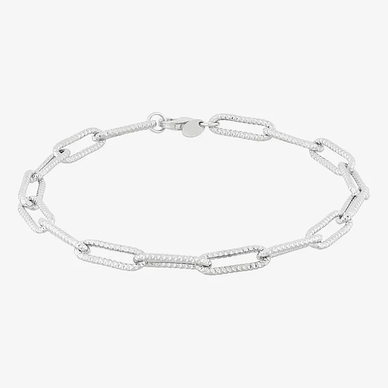 Made in Italy Womens 14K Gold 8 Inch Hollow Paperclip Chain Bracelet