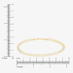 Made in Italy Womens 10K Gold 7.5 Inch Solid Mesh Chain Bracelet