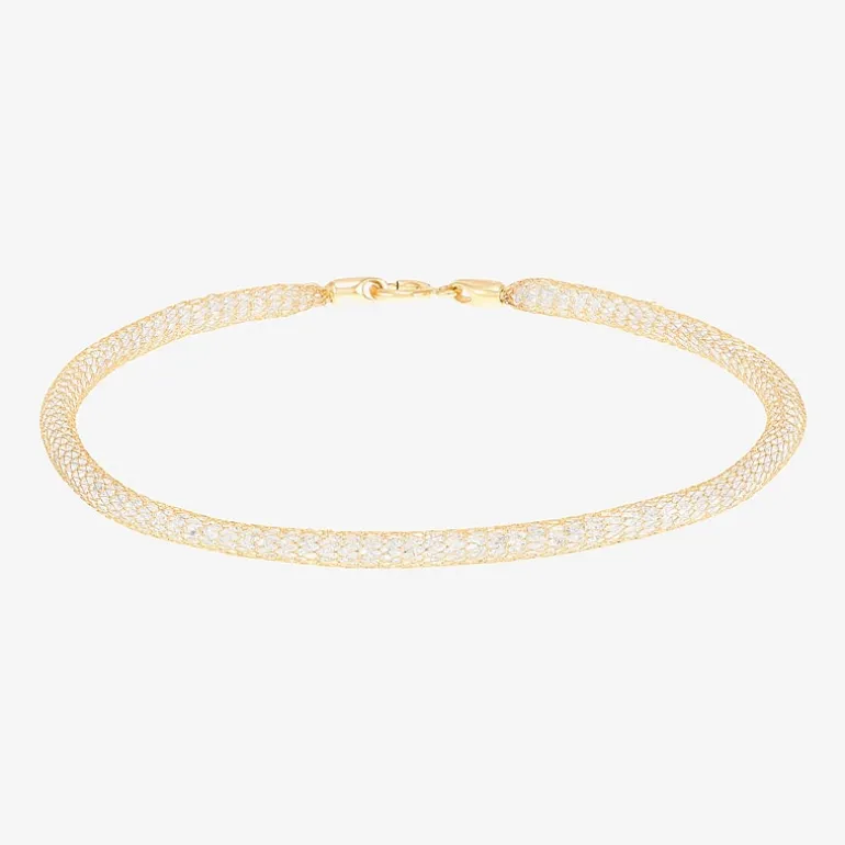 Made in Italy Womens 10K Gold 7.5 Inch Solid Mesh Chain Bracelet