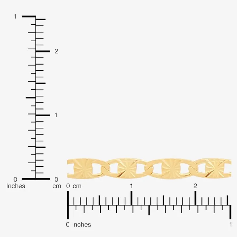 Made in Italy Womens 10K Gold 7.5 Inch Solid Fashion Chain Bracelet