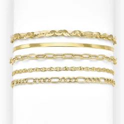 Made in Italy Womens 10K Gold 7 Inch Hollow Paperclip Chain Bracelet