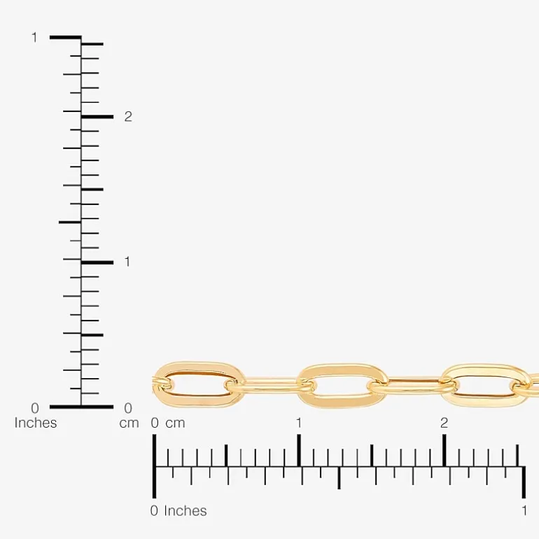 Made in Italy Womens 10K Gold 7 Inch Hollow Paperclip Chain Bracelet