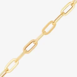 Made in Italy Womens 10K Gold 7 Inch Hollow Paperclip Chain Bracelet