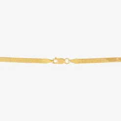 Made in Italy Womens 10K Gold 7.5 Inch Solid Herringbone Chain Bracelet