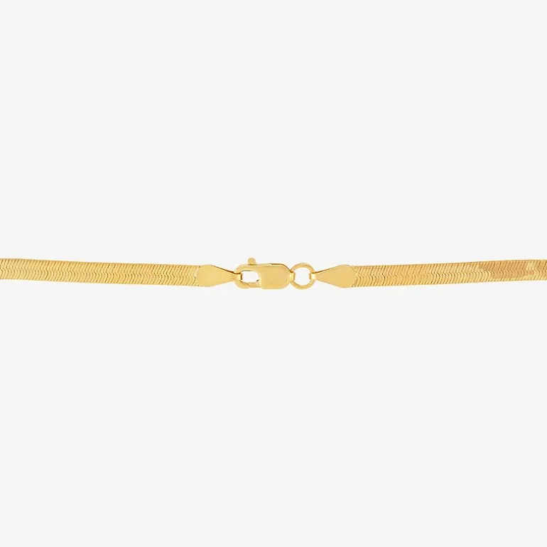 Made in Italy Womens 10K Gold 7.5 Inch Solid Herringbone Chain Bracelet