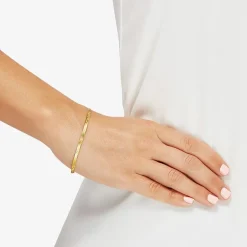 Made in Italy Womens 10K Gold 7.5 Inch Solid Herringbone Chain Bracelet