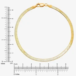 Made in Italy Womens 10K Gold 7.5 Inch Solid Herringbone Chain Bracelet