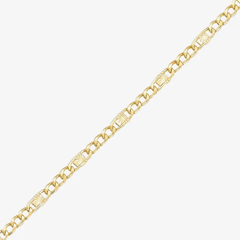 Made in Italy Womens 14K Gold 7.5 Inch Semisolid Figaro Chain Bracelet