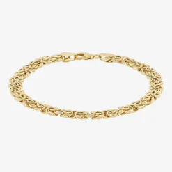 Made in Italy Womens 14K Gold 8 Inch Hollow Byzantine Chain Bracelet