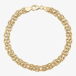 Made in Italy Womens 14K Gold 8 Inch Hollow Byzantine Chain Bracelet
