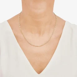 Made in Italy Womens 10K Gold 18 Inch Paperclip Chain Necklace