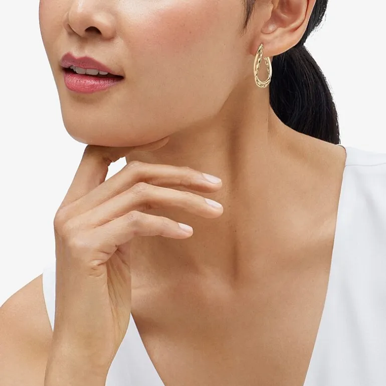 Made in Italy Womens 14K Gold 30mm Hoop Earrings