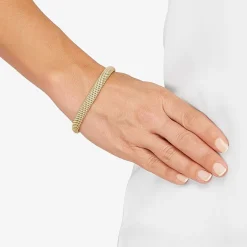 Made in Italy Womens 14K Gold Over Silver Hollow Heart 7.5 Inch Link Bracelet