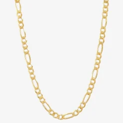 Made in Italy Womens 24K Gold Over Silver 18 Inch Figaro Chain Necklace