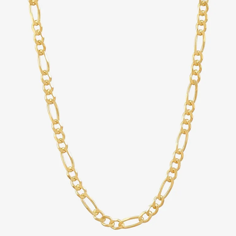 Made in Italy Womens 24K Gold Over Silver 18 Inch Figaro Chain Necklace