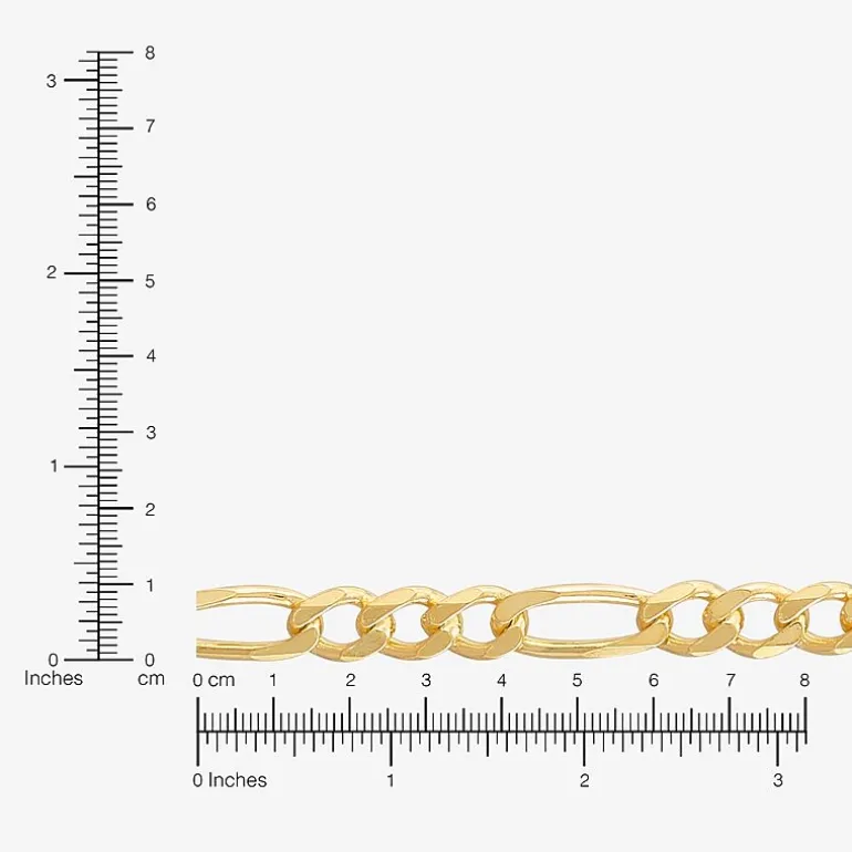 Made in Italy Womens 24K Gold Over Silver 18 Inch Figaro Chain Necklace