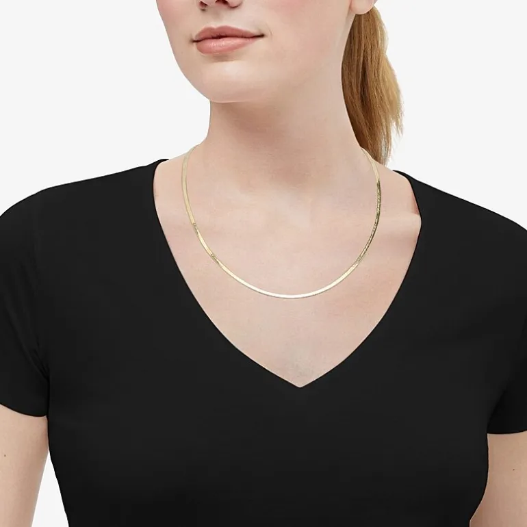 Made in Italy Womens 14K Gold Over Silver 22 Inch Herringbone Chain Necklace