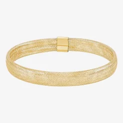 Made in Italy Womens 10K Gold Round Bangle Bracelet