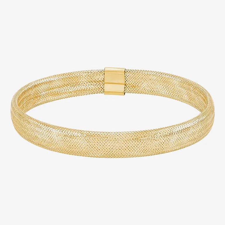 Made in Italy Womens 10K Gold Round Bangle Bracelet