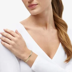 Made in Italy Womens 10K Gold Round Bangle Bracelet
