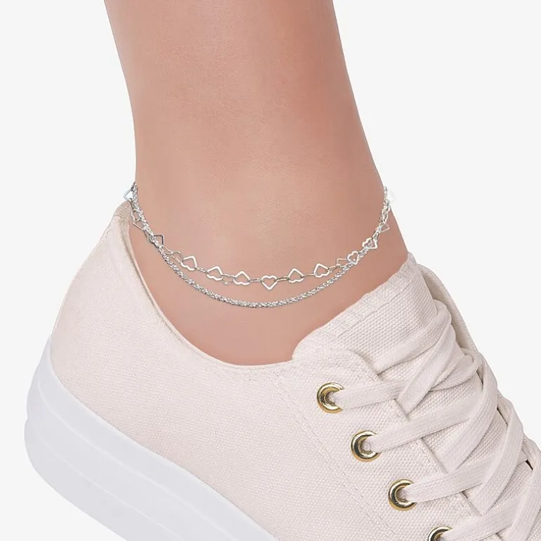 Made in Italy Womens Sterling Silver 10 Inch Solid Link Ankle Bracelet