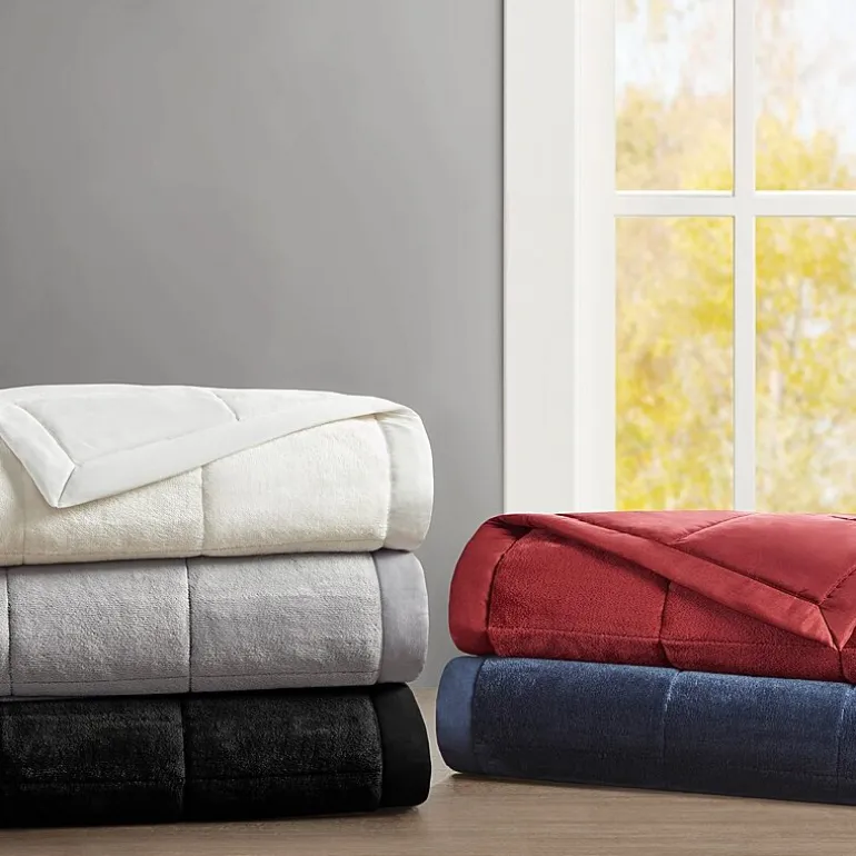 Madison Park Campbell Reversible Plush To Microfiber Temperature Regulating Down Alternative Blanket