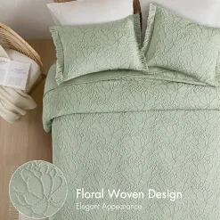 Madison Park Esme Floral Tufting Chenille 3-pc. Easy Care Bedspread Set
