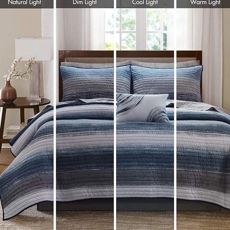 Madison Park Essentials Barret Quilt Set with Cotton Bed Sheets