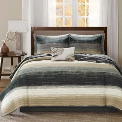 Madison Park Essentials Barret Quilt Set with Cotton Bed Sheets