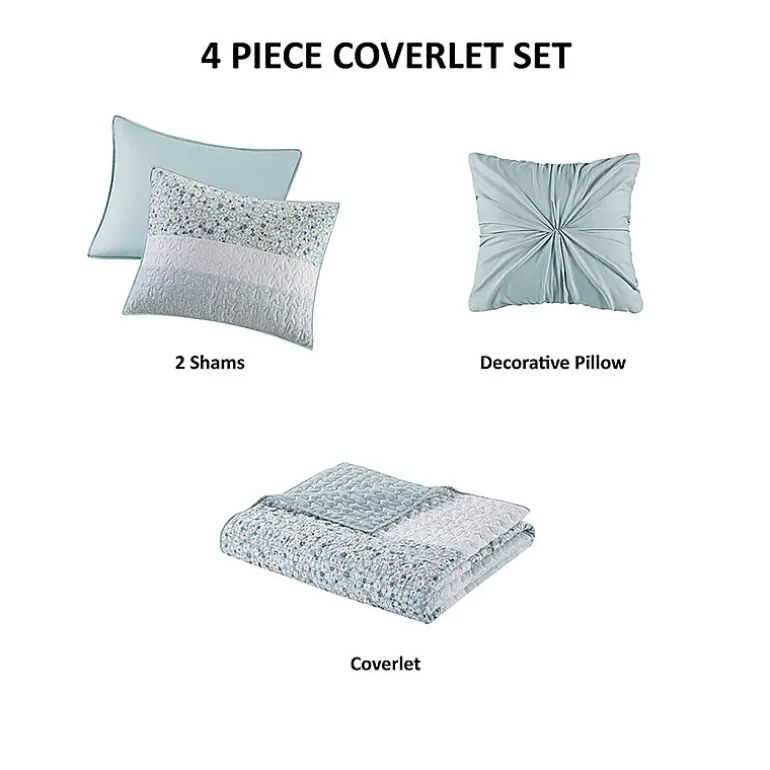 Madison Park Evian Seersucker 4-pc. Hypoallergenic Quilt Set