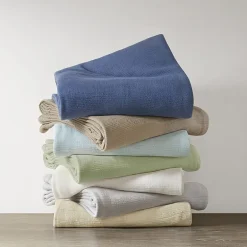 Madison Park Freshspun Basketweave 100% Cotton Blanket