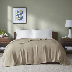 Madison Park Freshspun Basketweave 100% Cotton Blanket