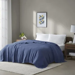 Madison Park Freshspun Basketweave 100% Cotton Blanket