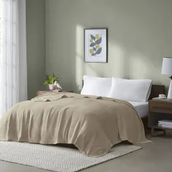 Madison Park Freshspun Basketweave 100% Cotton Blanket