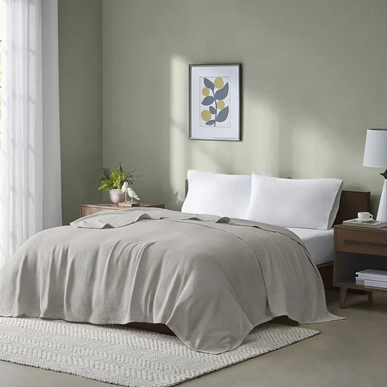Madison Park Freshspun Basketweave 100% Cotton Blanket