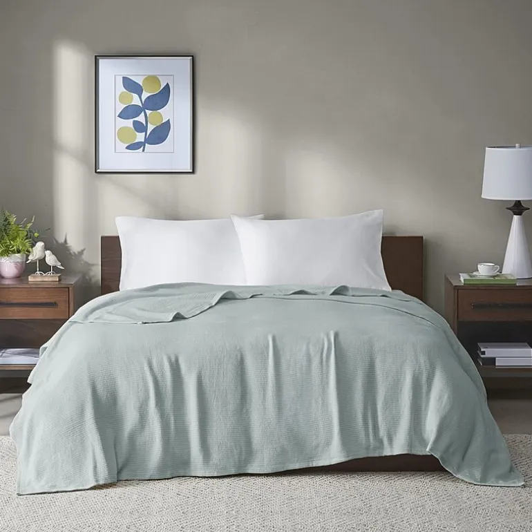 Madison Park Freshspun Basketweave 100% Cotton Blanket