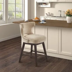 Madison Park Janet Counter Height Upholstered Swivel Bar Stool