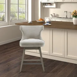 Madison Park Janet Counter Height Upholstered Swivel Bar Stool