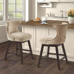 Madison Park Janet Counter Height Upholstered Swivel Bar Stool