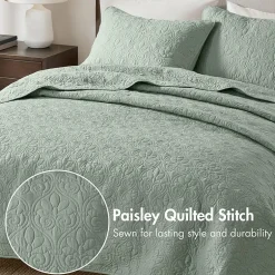 Madison Park Mansfield Antimicrobial Treated Reversible Quilt Set