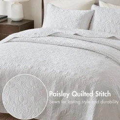 Madison Park Mansfield Antimicrobial Treated Reversible Quilt Set