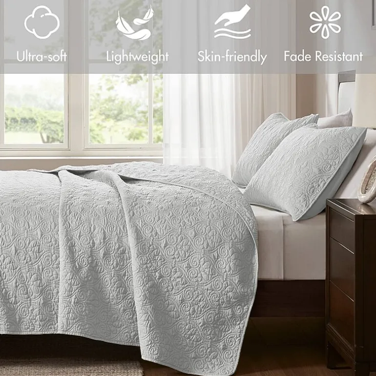 Madison Park Mansfield Antimicrobial Treated Reversible Quilt Set