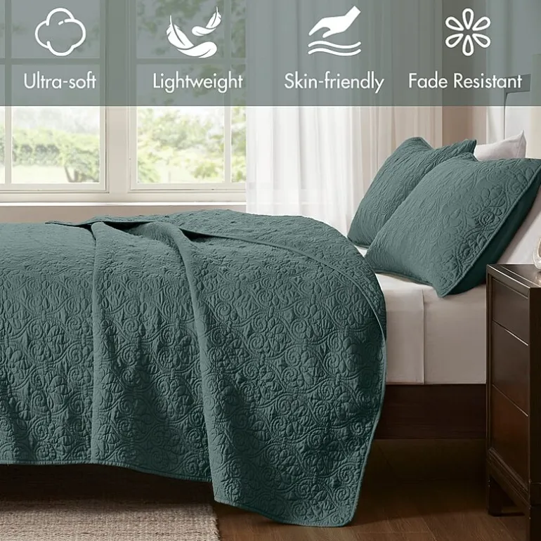 Madison Park Mansfield Antimicrobial Treated Reversible Quilt Set