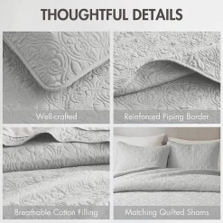 Madison Park Mansfield Antimicrobial Treated Reversible Quilt Set