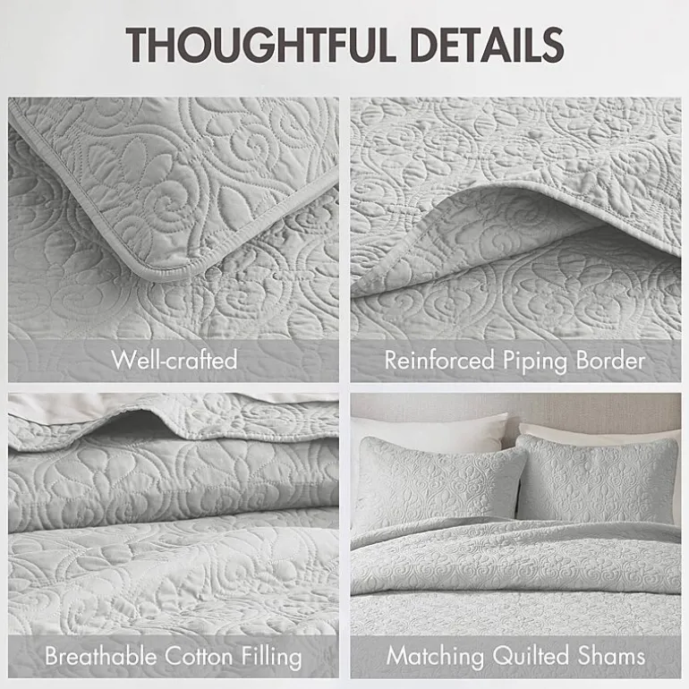 Madison Park Mansfield Antimicrobial Treated Reversible Quilt Set