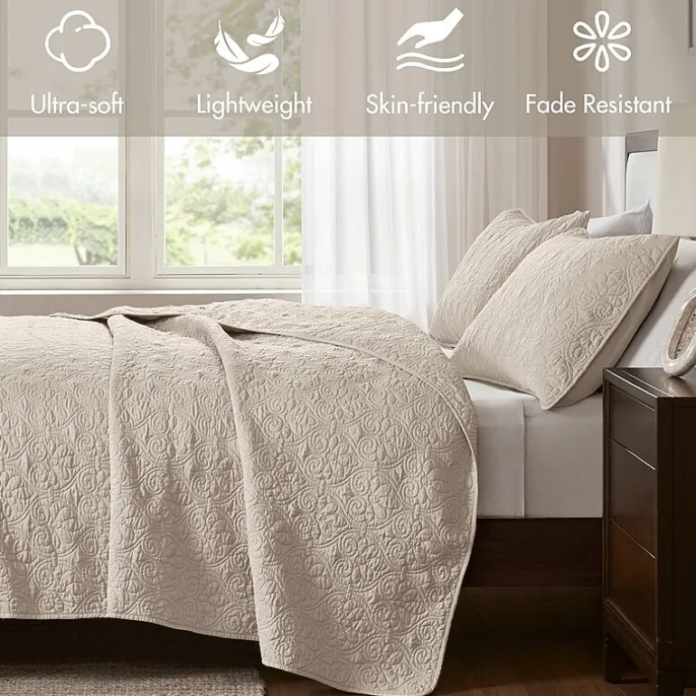 Madison Park Mansfield Antimicrobial Treated Reversible Quilt Set