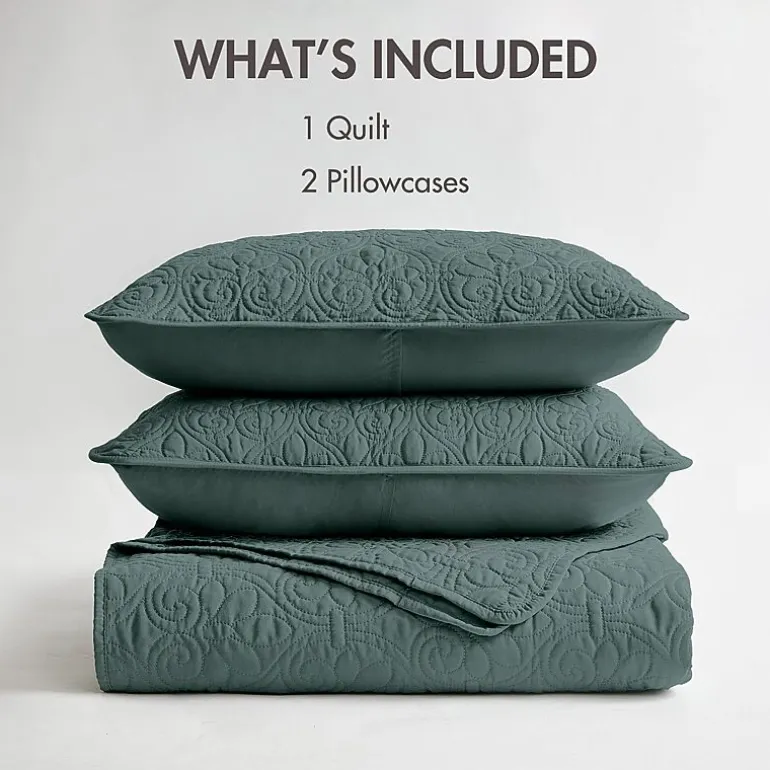 Madison Park Mansfield Antimicrobial Treated Reversible Quilt Set