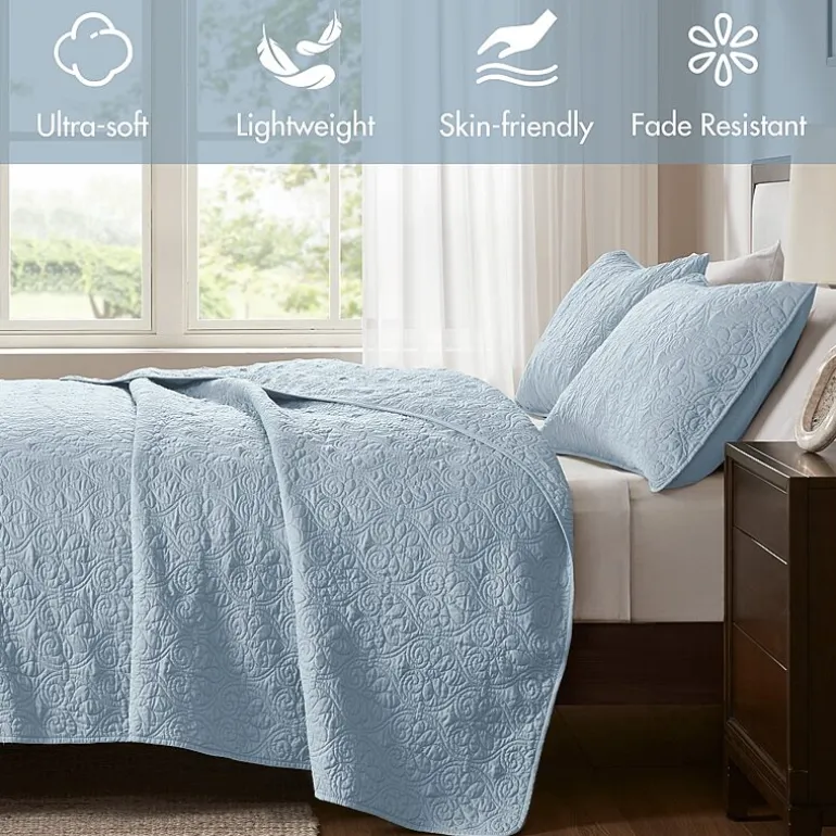 Madison Park Mansfield Antimicrobial Treated Reversible Quilt Set