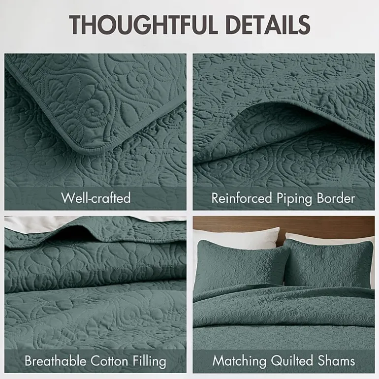 Madison Park Mansfield Antimicrobial Treated Reversible Quilt Set
